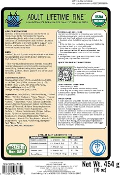 Harrison's Bird Foods Bird Food Adult Lifetime Fine Certified Organic Non-GMO Formula Bird Food 1lb