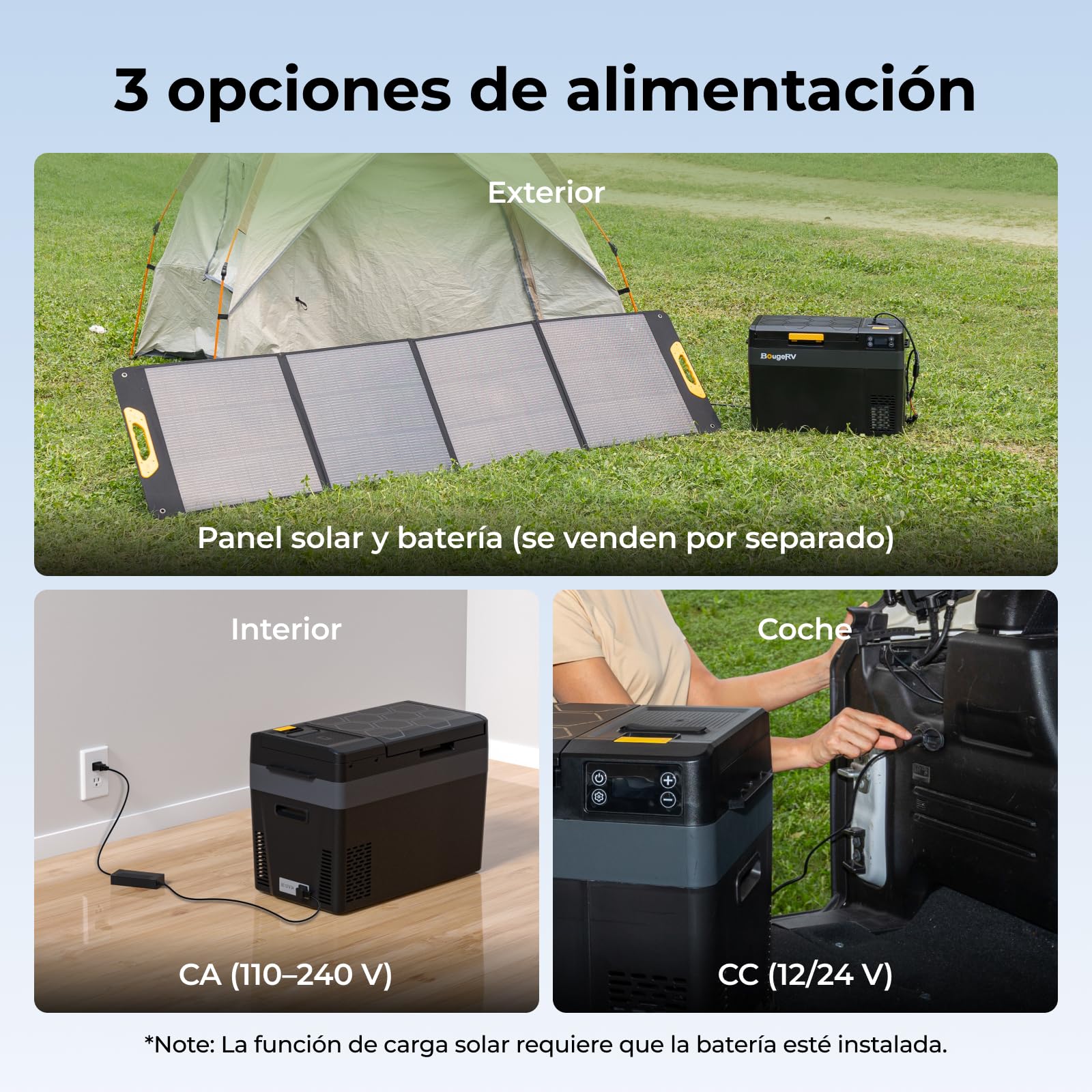 BougeRV Nevera de Compresor CRX3 28L con Batería 240Wh, APP Control, -20°C | Frigorífico Auto 12V/230V, Refrigerador Portátil, Congelador de Camping, de -20°C a 20°C, para Coche, Viajes y Exterior
