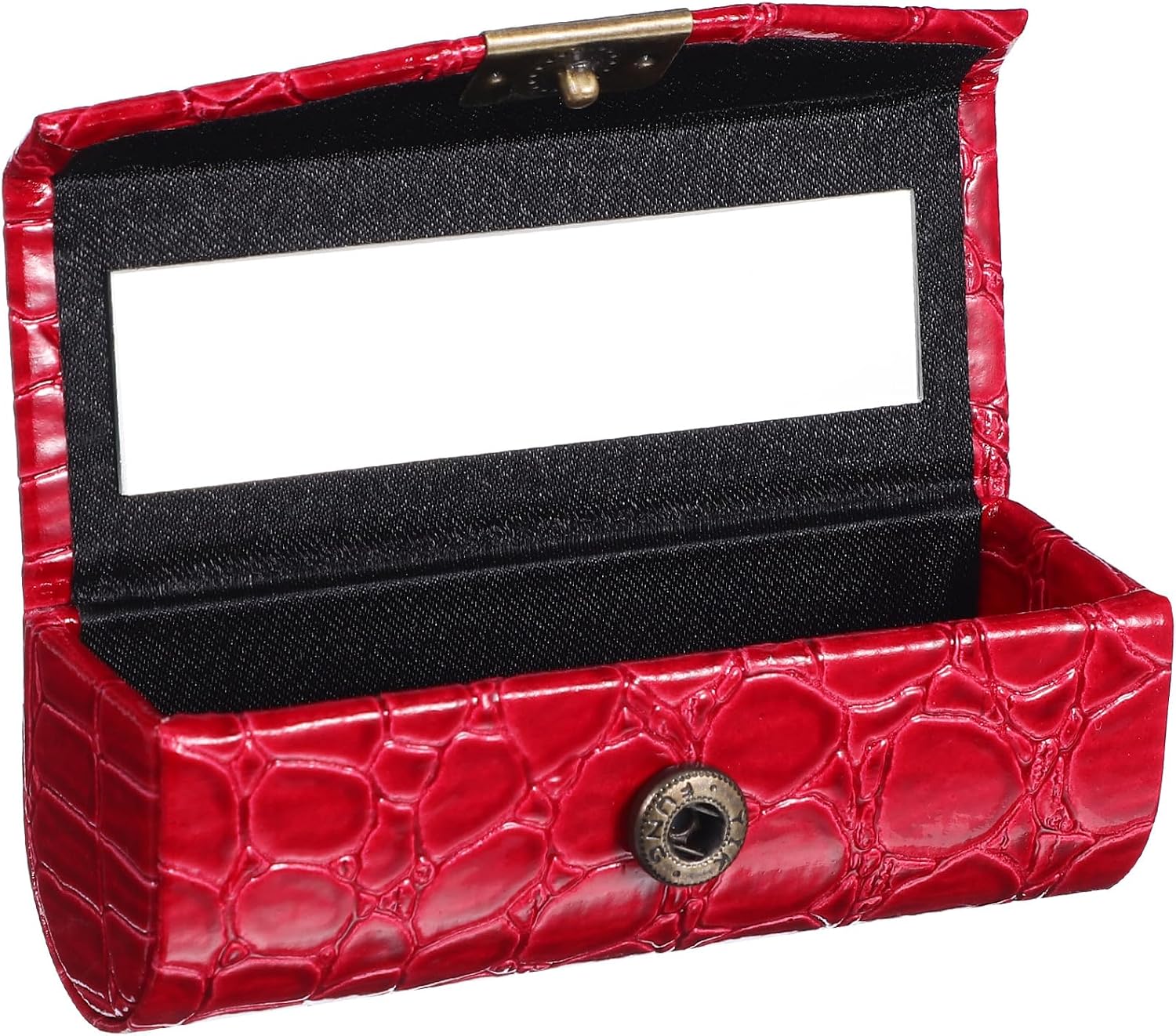 Lipstick Case with Mirror for Purse, Pu Leather Single Lipstick Holder Organizer, Portable Lip Gloss & Lip Balm Storage Pouch for Travel