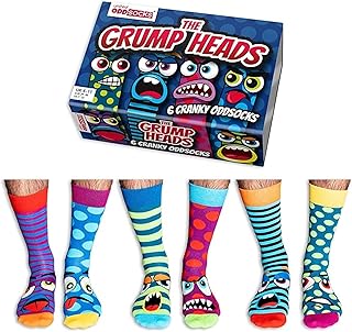 United Oddsocks Grump Heads - Box of 6 Odd Socks for Men,UK 