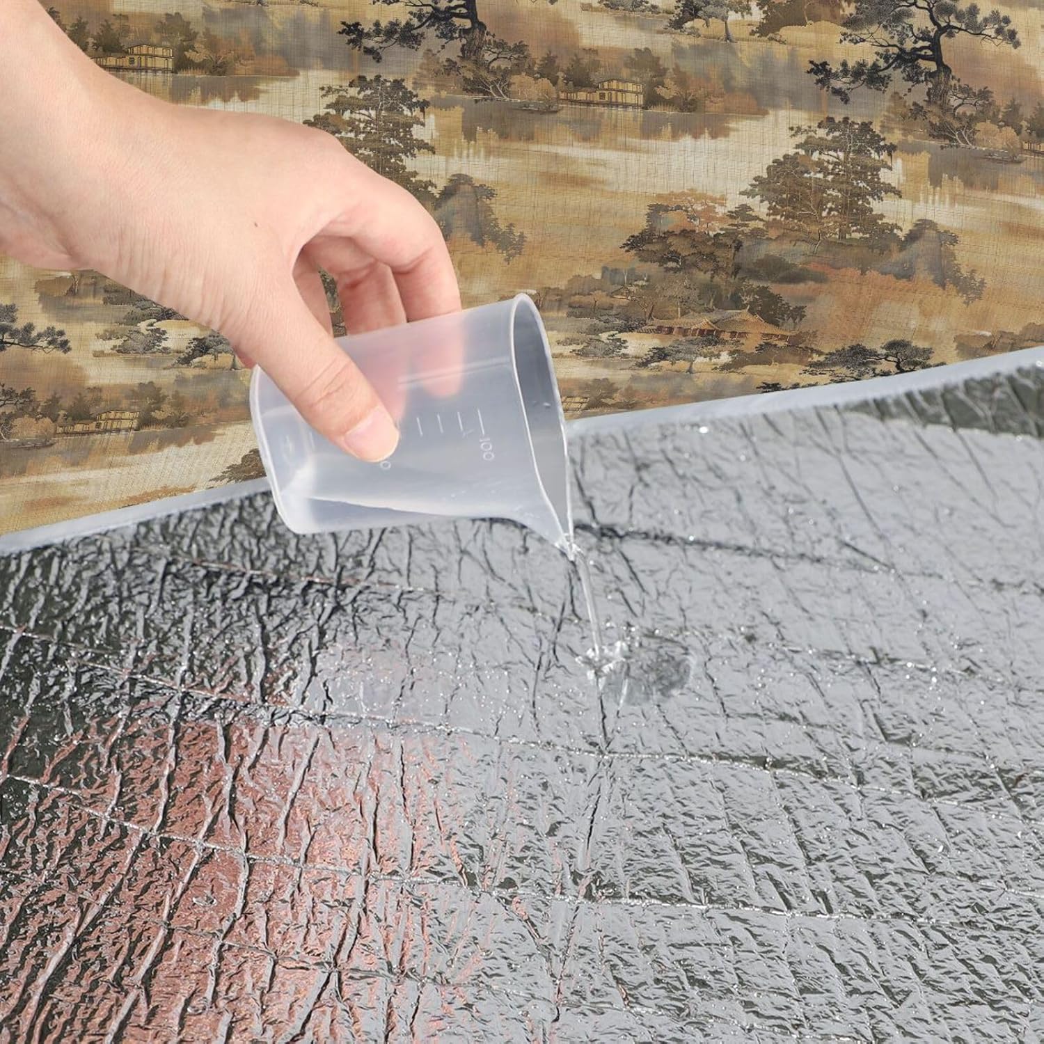 Round Outdoor Play Mat - Fits 2 Adults, Summer Accessories Soft Foldable Picnic Blanket for Spring Summer Camping 58 in (Pictures of Brown Weave Styles)