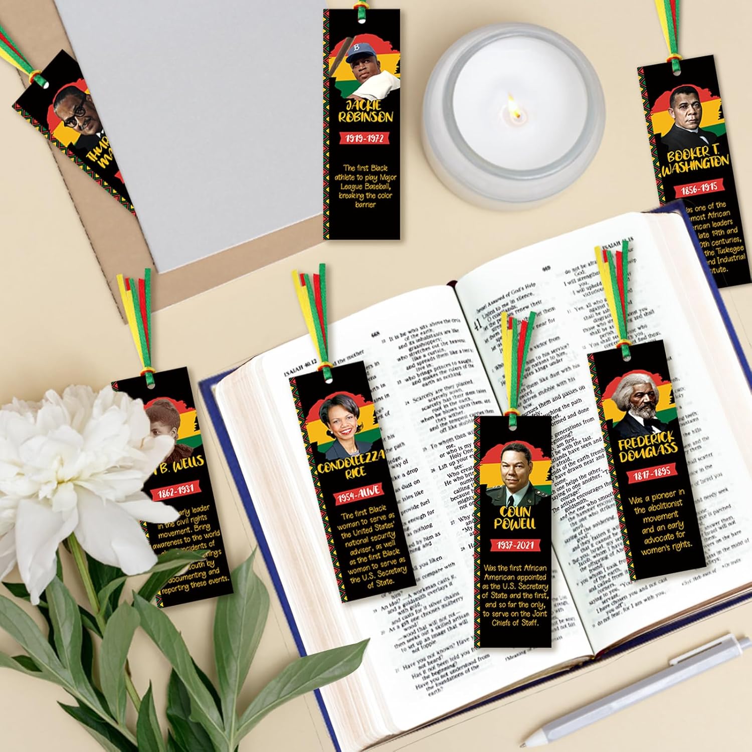 Black History Bookmarks, 26 Pcs Black History Month Decorations Inspirational Bookmarks Black History Month Bookmarks Party Favors African American Celebration Decorations - Image 2