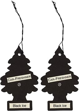LITTLE TREES Car Air Freshener | Hanging Paper Tree for Home or Car | Black Ice | 2 Pack