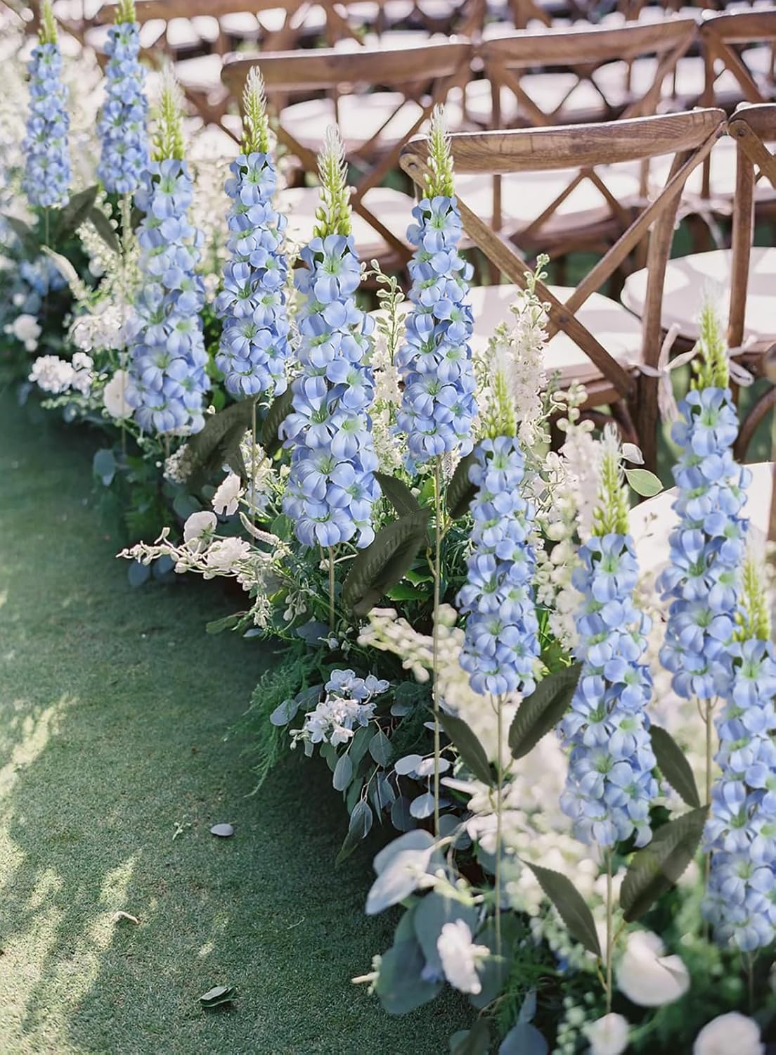 IPOPU 8PCS Snapdragon Artificial Flowers Blue Delphinium Artificial Silk Flowers Long Stem Hyacinths Fake Flowers for Wedding Home Outdoor Floral Arrangements Centerpiece Table Decorations (Baby Blue) - Image 5