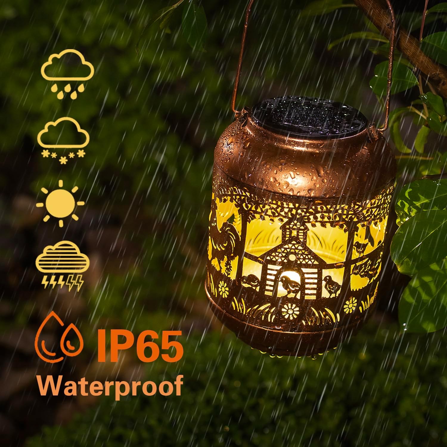 Chicken Solar Lanterns Outdoor Waterproof,Hanging Solar Lights Chicken Gifts for Women Men Metal LED Decorative Light for Yard,Patio,Lawn,Tabletop,Pathway,Landscape,Garden Decor
