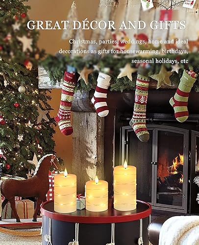 Miniatura 5 de Velas sin llama con control remoto, velas LED que funcionan con pilas, velas LED con cadena de luces, velas parpadeantes con temporizador, velas de