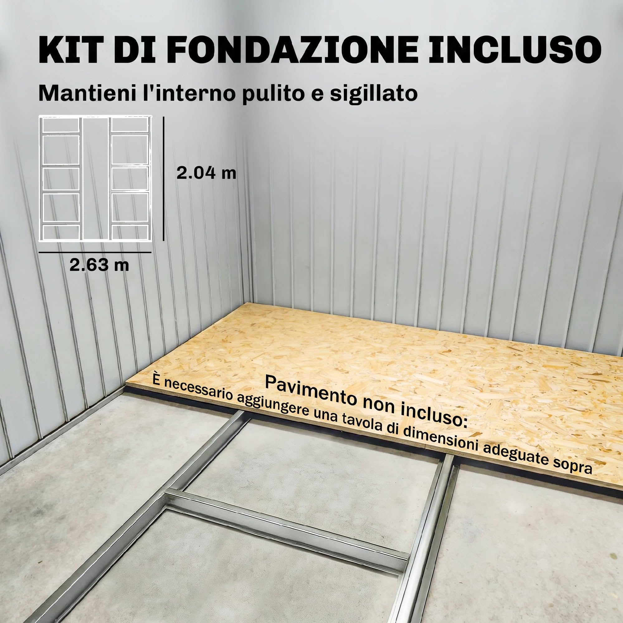 Outsunny Casetta da Giardino in Lamiera d'Acciaio 8.3 m² con 2 Porte Scorrevoli 277x322x192 cm Grigio Scuro