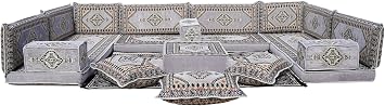 arabicsofa U Shaped Arabic Floor Cushions Traditional Majlis Sofa with Ottoman Couch