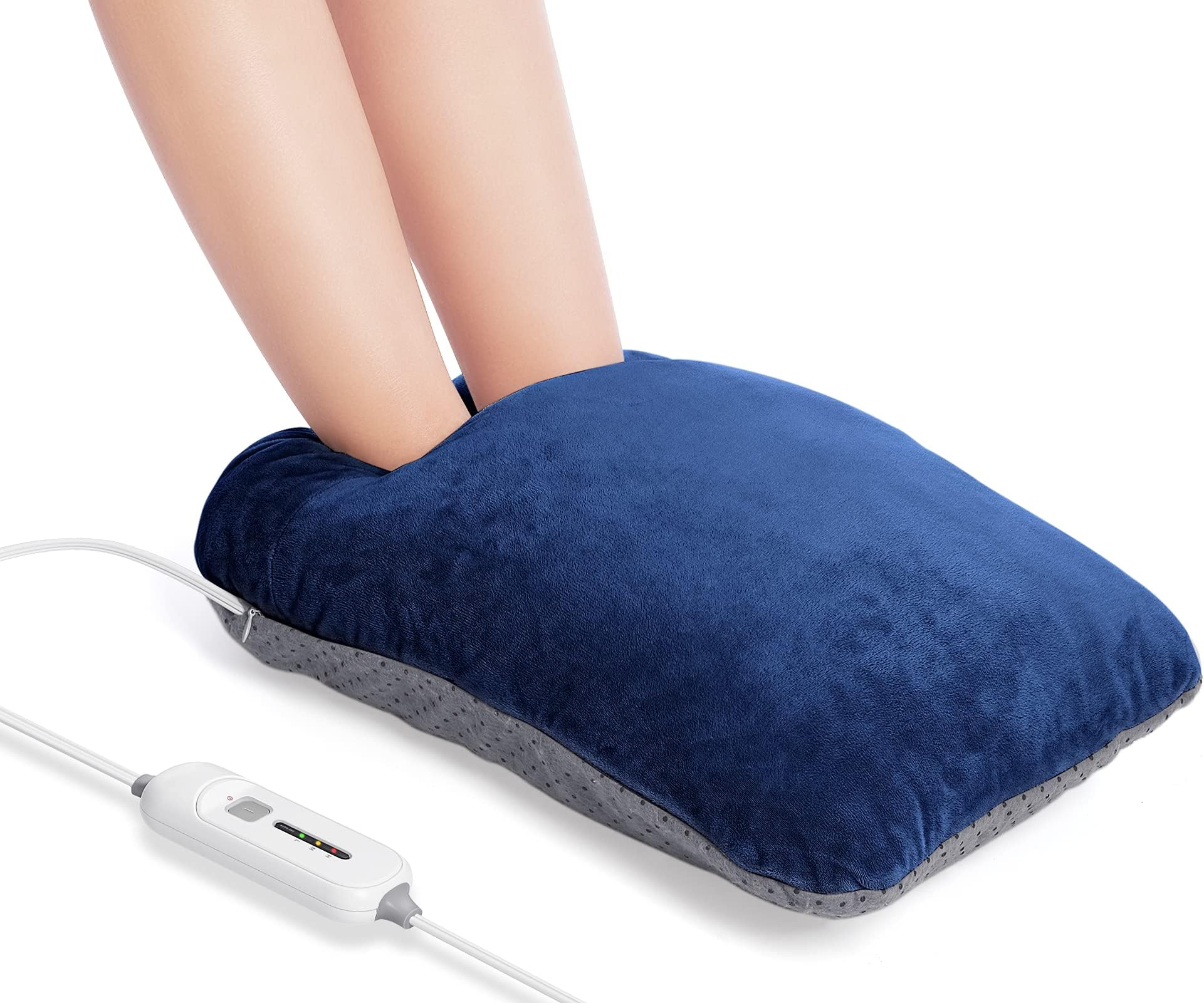 Electric Heated Foot Warmers for Women and Men | Fast Foot Heating Boots Auto-Off with 3 Temperature Setting, Machine-Washable and Anti-Slip Sole | Relieve Foot Pain & Soreness Under Desk | Blue