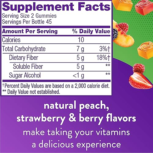 Miniatura 4 de Vitafusion Fiber Well Suplemento de fibra sin azúcar y vitaminas gomosas de vitamina D3 para apoyo óseo y del sistema inmunológico, sabor a
