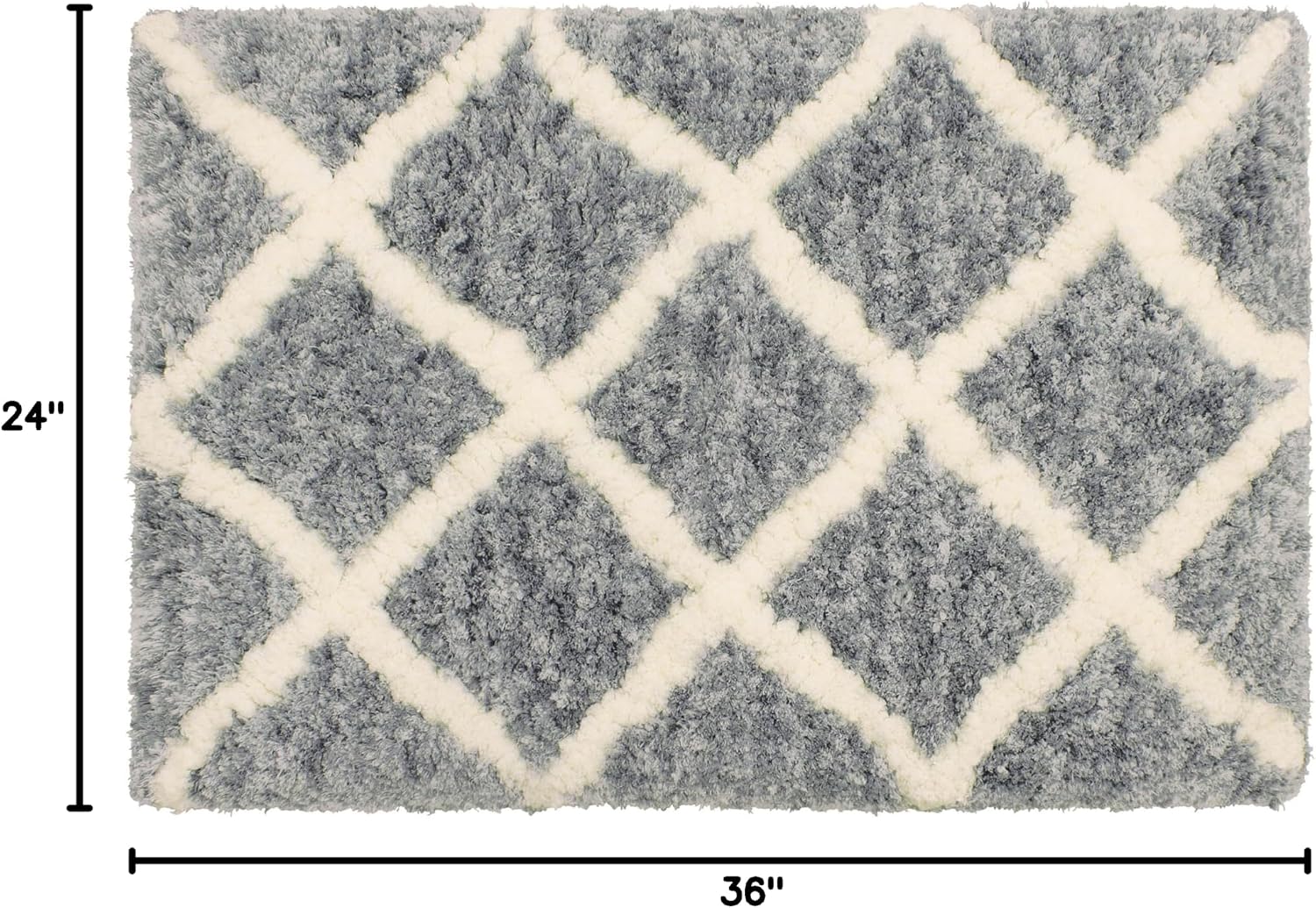 Vista Living Sophia Diamond Shag 24x36 in.Accent Rug, Grey