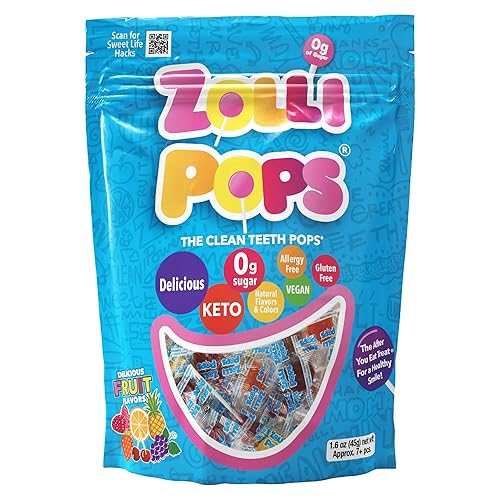 Vista 38 de Zollipops - Caramelo y manzana verde, sin azúcar, sin alergias, vegano, apto para dieta cetogénica y diabética, caramelo Clean Teeth
