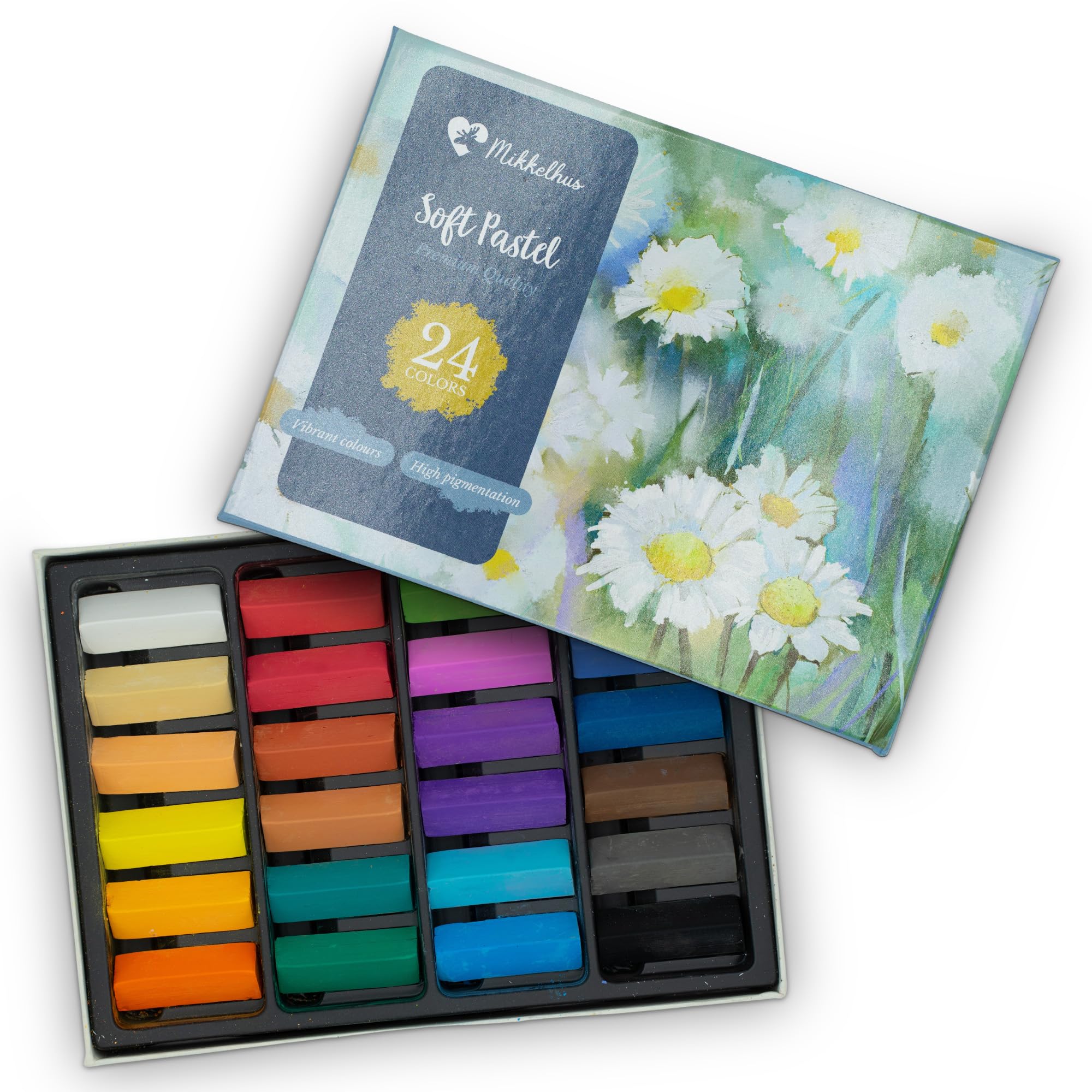Mikkelhus Soft Pastellkreide – 24 Farben Set – Intens pigmentierte, weiche Pastellkreiden – Künstlerkreide für Hobbyisten & Künstler
