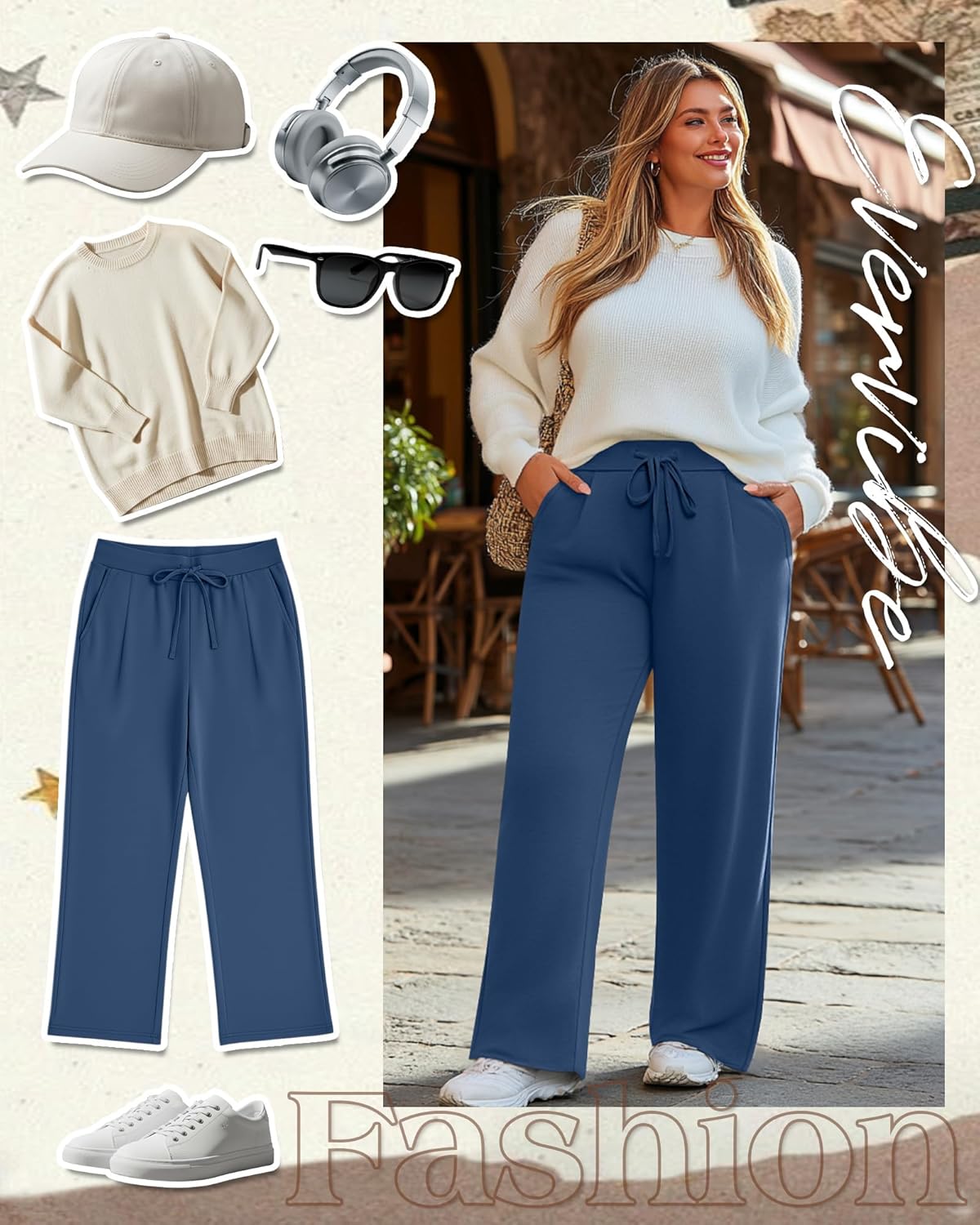 4 Pack Women's Plus Size Pants, Wide Leg Lounge Pants Drawstring Yoga Sweatpants Casual Workout Joggers with Pockets - Image 4