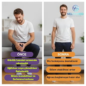 Veltomed Patella Destekli Dizlik, Menisküs, Ağrı Giderir, Koruma Sağlar, Sıvı Kaybı, Bağ Zedelenmesi, Artrit Standart Beden