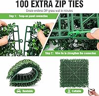 Vista 4 de KASZOO Pared de Césped Paquete de 24 Paneles de Pared de Seto de Boj Artificial de 20"x20", Pantalla de Seto de Privacidad Boj Falso