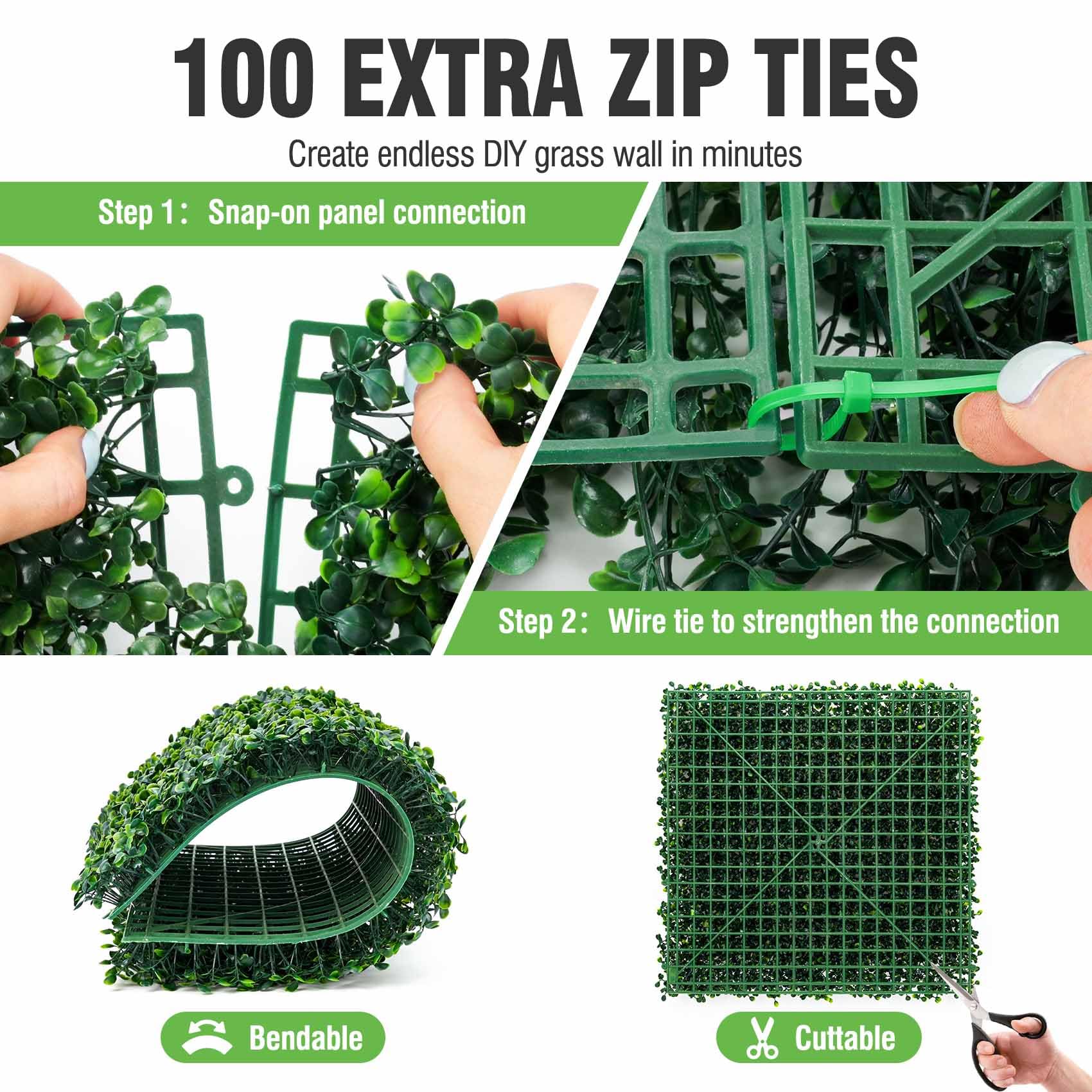 KASZOO 12 sztuk 50 cm x 50 cm sztuczne bukszpanowe panele na trawę Topiary żywopłot, ochrona przed promieniowaniem UV, ochrona prywatności, sztuczny bukszpan, do użytku na zewnątrz, wewnątrz, do ogrodu, na ogrodzenie, podwórko, ściany zieleni