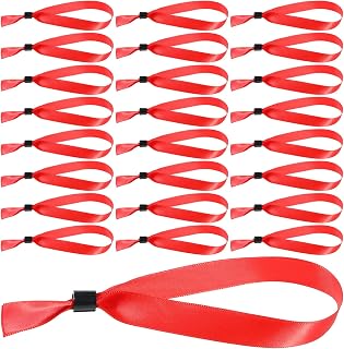 40 Pcs Disposable Event Wristband Cloth Cloth Fabric Bracelets Identification Wristbands Party Entrance Wrist Strap for Concert Club Festival Admission Summer Camp VIP Drink Ticket ID (Red)