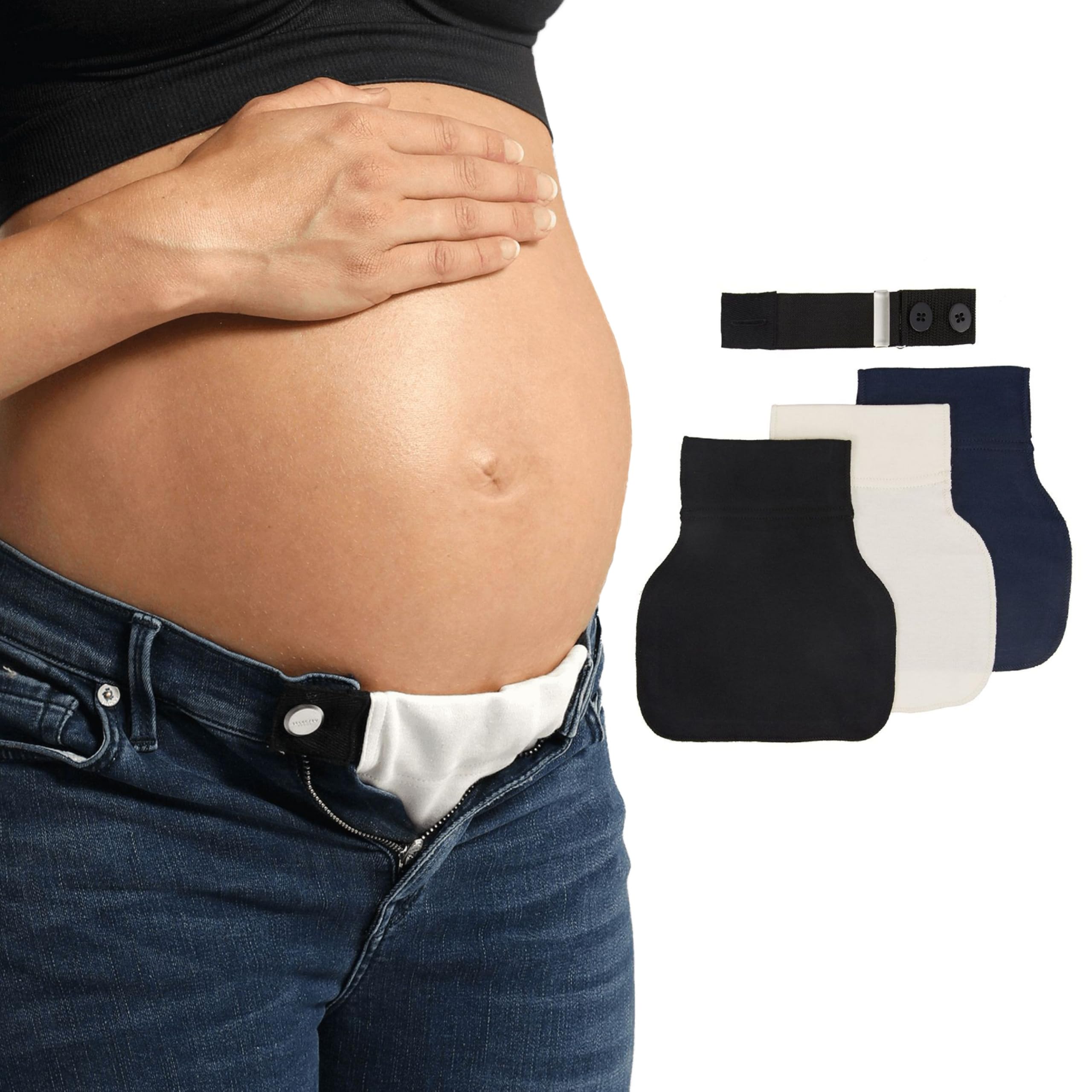 Carriwell Flexi-Belt Elargisseur Pantalon de Grossesse – Pratique & Ajustable | avec Coton Bio, 3 Couleurs Incluses | Transforme Vos Pantalons & Jupes Préférés en Vêtements de Maternité