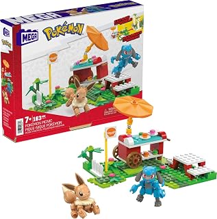 MEGA Pokémon Action Figure Building Toys Set, Pokémon Picnic With 193 Pieces, 2 Poseable Characters, Eevee and Riolu, Gift Idea For Kids