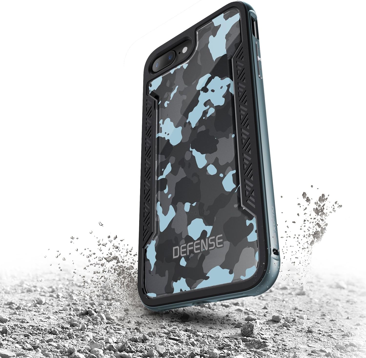 X-Doria iPhone 7 Plus Case, Defense Shield Series - Military Grade Drop Tested, Anodized Aluminum, TPU, and Polycarbonate Protective Case for Apple iPhone 7 Plus, [Blue Camo]