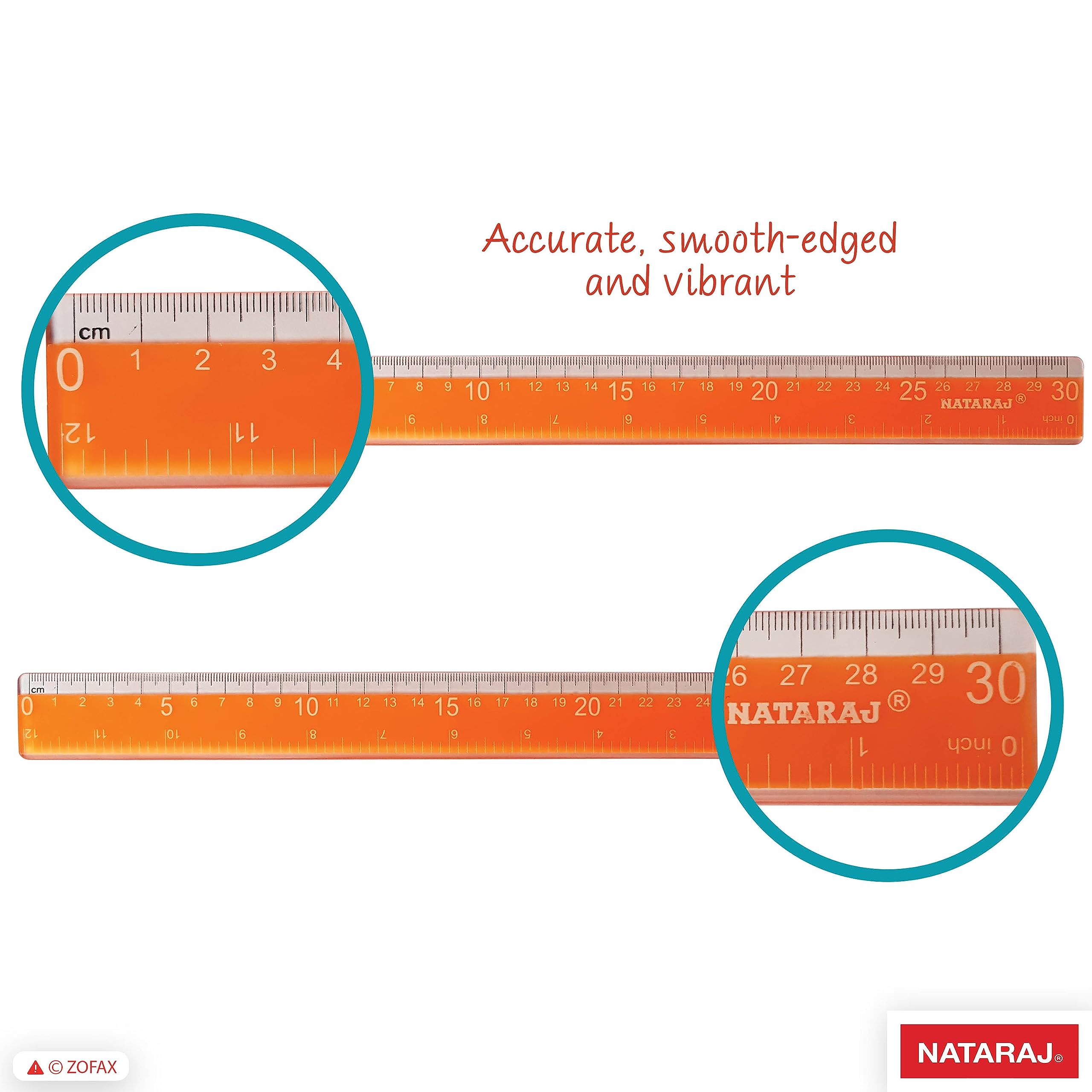 NatNeo 30cm 12inch Rulers, Multipack, Pack of 10, Transparent Coloured Plastic Rulers - Image 3