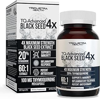 20% Thymoquinone Black Seed Oil Extract Capsules - TQ-Advanced 4X®: Highest Thymoquinone Concentration Available - 60:1 Co...
