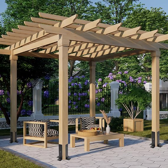 8pcs Deck Post Anchor Base Brackets, Adjustable Fence Pergola Post Brackets | Post Base Brackets with Screws, Bolts, Hex Converter and Drill Bit, Fit 1.5X1.5,2X2,2X4,4X4 Inch Fence Post Brackets