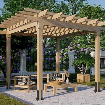 8pcs Deck Post Anchor Base Brackets, Adjustable Fence Pergola Post Brackets | Post Base Brackets with Screws, Bolts, Hex Converter and Drill Bit, Fit 1.5X1.5,2X2,2X4,4X4 Inch Fence Post Brackets
