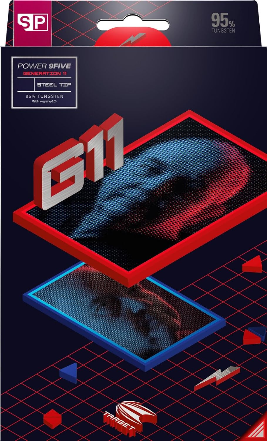 TARGET Darts Phil Taylor Gen 11 Power 9-Five Steel Tip Swiss Point Darts, 95% Tungsten Raw Power G11, 22G/24G/26G | Generation 11 Phil Taylor Darts, Player Edition Swiss Points Dart Set