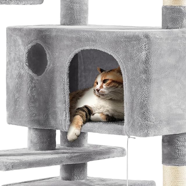 Foto 7 de 8 de Yaheetech Árbol Rascador para Gatos 178cm Torre para Mascota Gris Claro