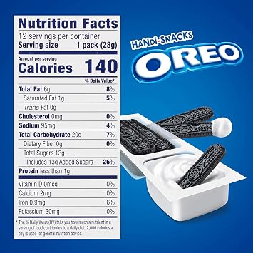 Handi-Snacks OREO Cookie Sticks 'N Creme Dip Snack Packs, 1 Box of 12 Snack Packs