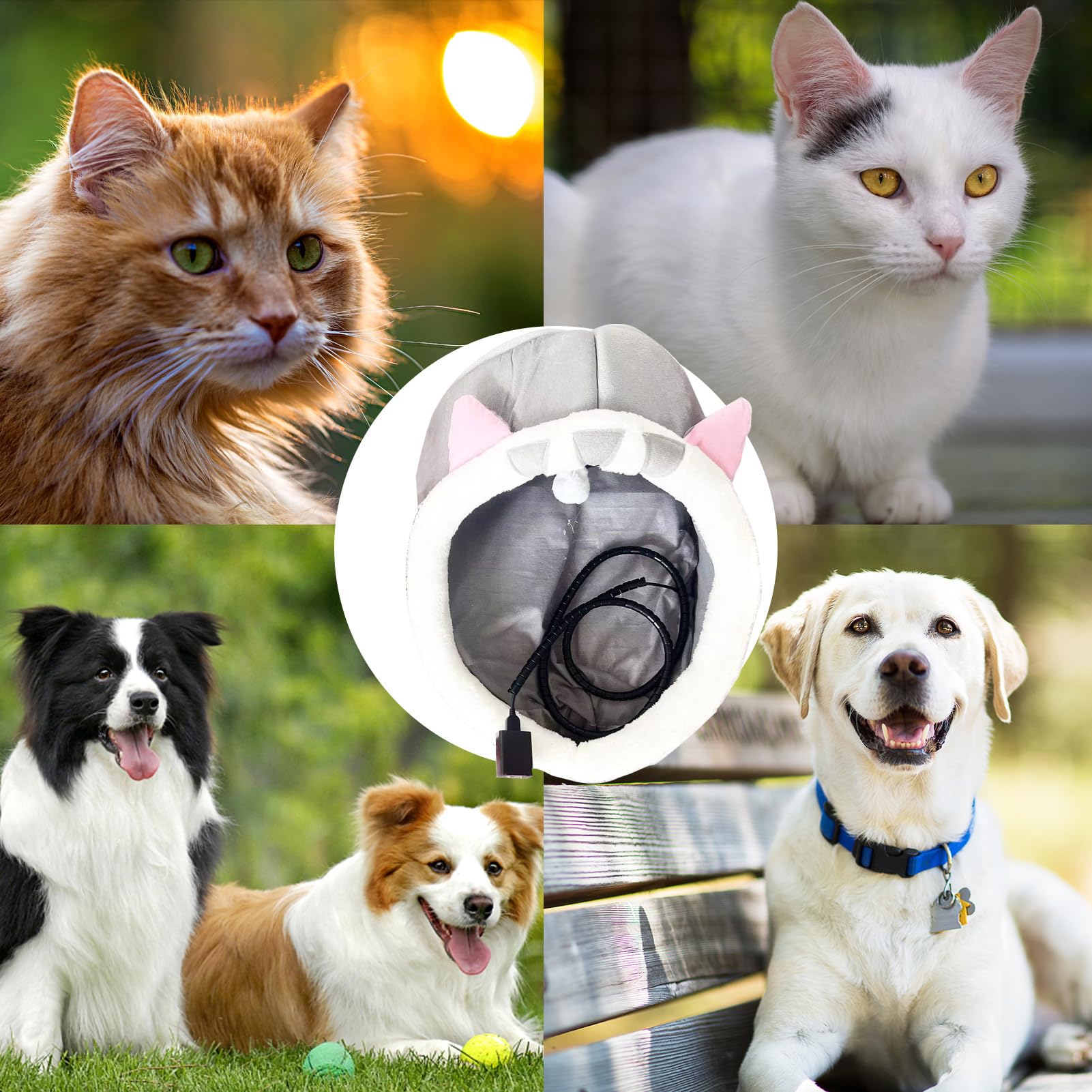 Genérico Cuccia per cani riscaldata - Riscaldatore per gatti con | riscaldamento USB e protezione contro il surriscaldamento | Cuccia per animali domestici | Scaldino per cuccia rimovibile