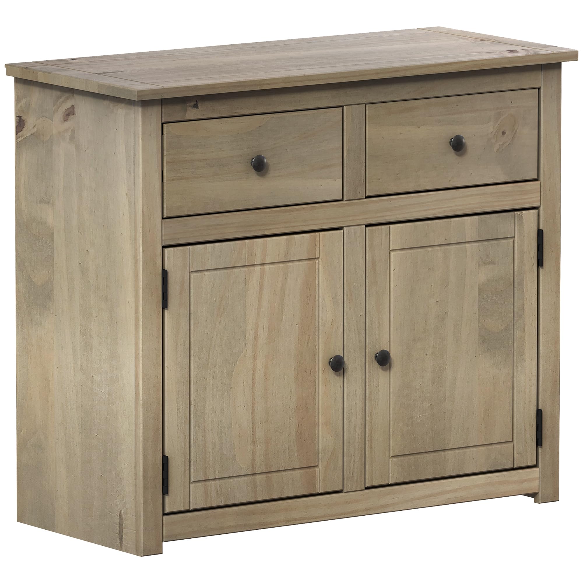 Home Discount Panamá - Aparador con 2 Puertas y 2 cajones. Mueble Resistente en Color Roble Natural y Encerado.