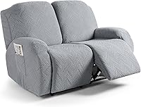 Vista 26 de Ruaozz Fundas de sofá reclinable, fundas para sillas reclinables, fundas de sofá para sofás reclinables con bolsillos, lavables, protector de Gris