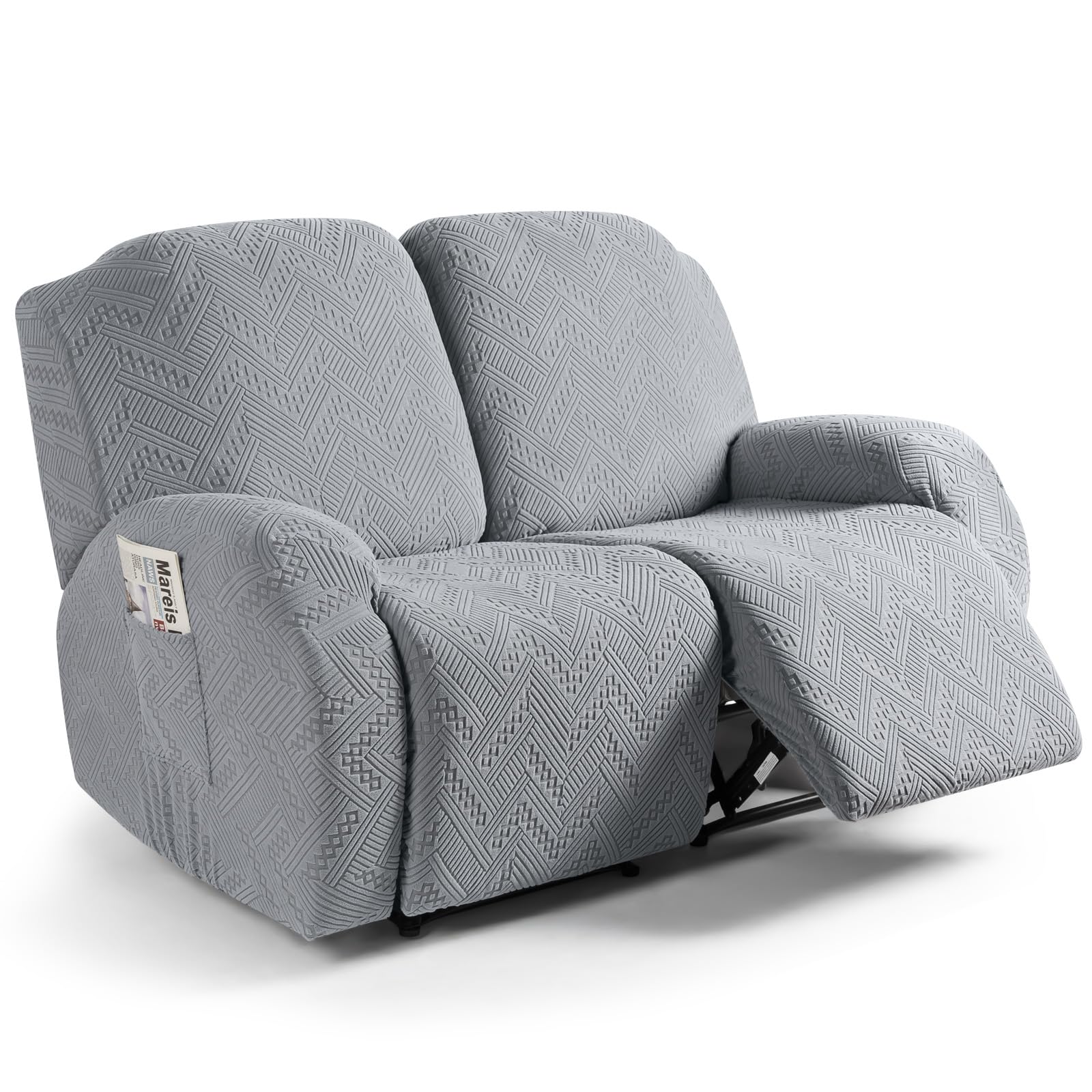Ruaozz Loveseat Recliner Covers, Soft Stretch Sofa Slipcover, Light Grey