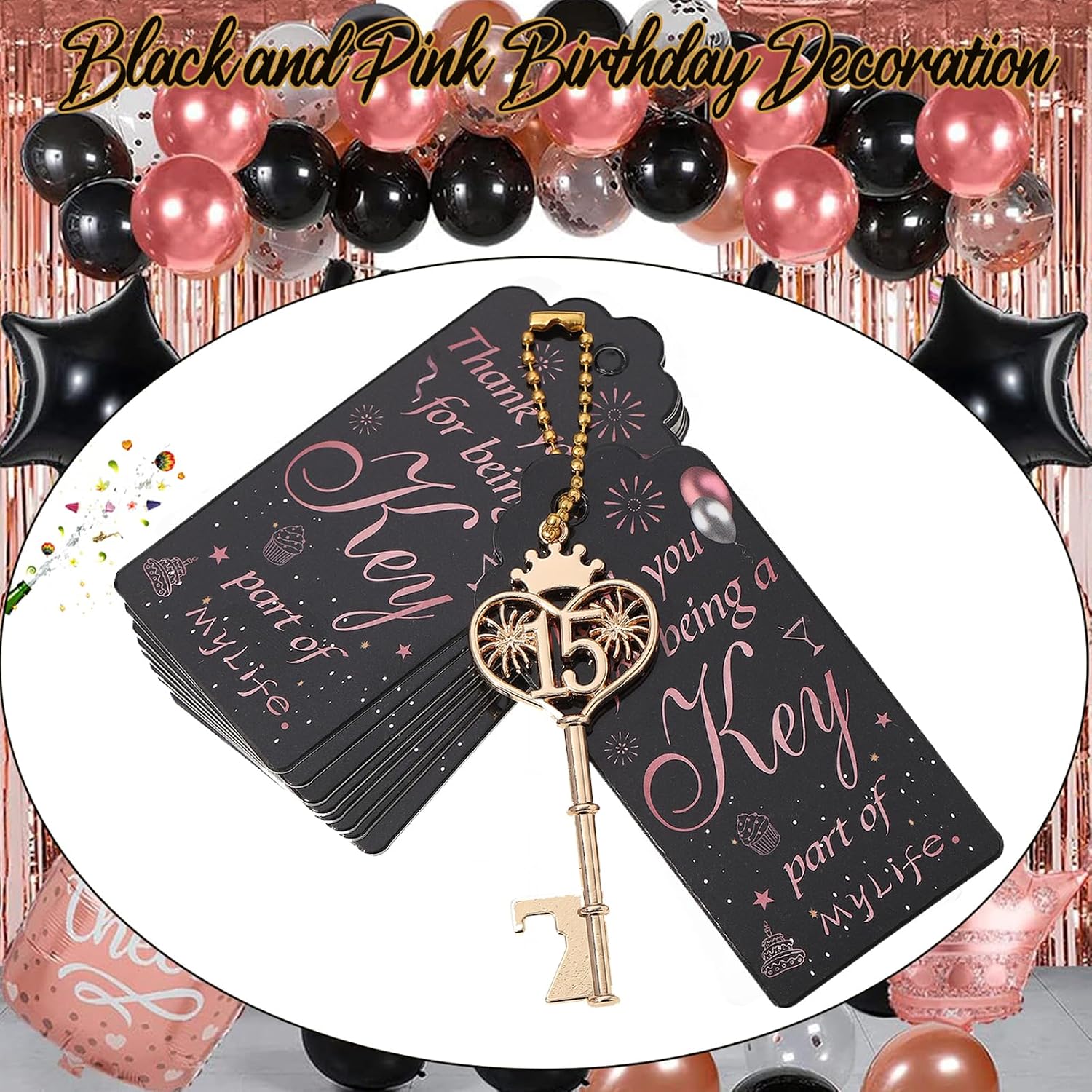 24pcs 15th Gold Key Bottle Opener 15th Birthday Party Favors,15th Key Beer Bottle Opener Favors 15 Anniversary Souvenirs Return Gifts for Guests Party Decor Supplies image 3