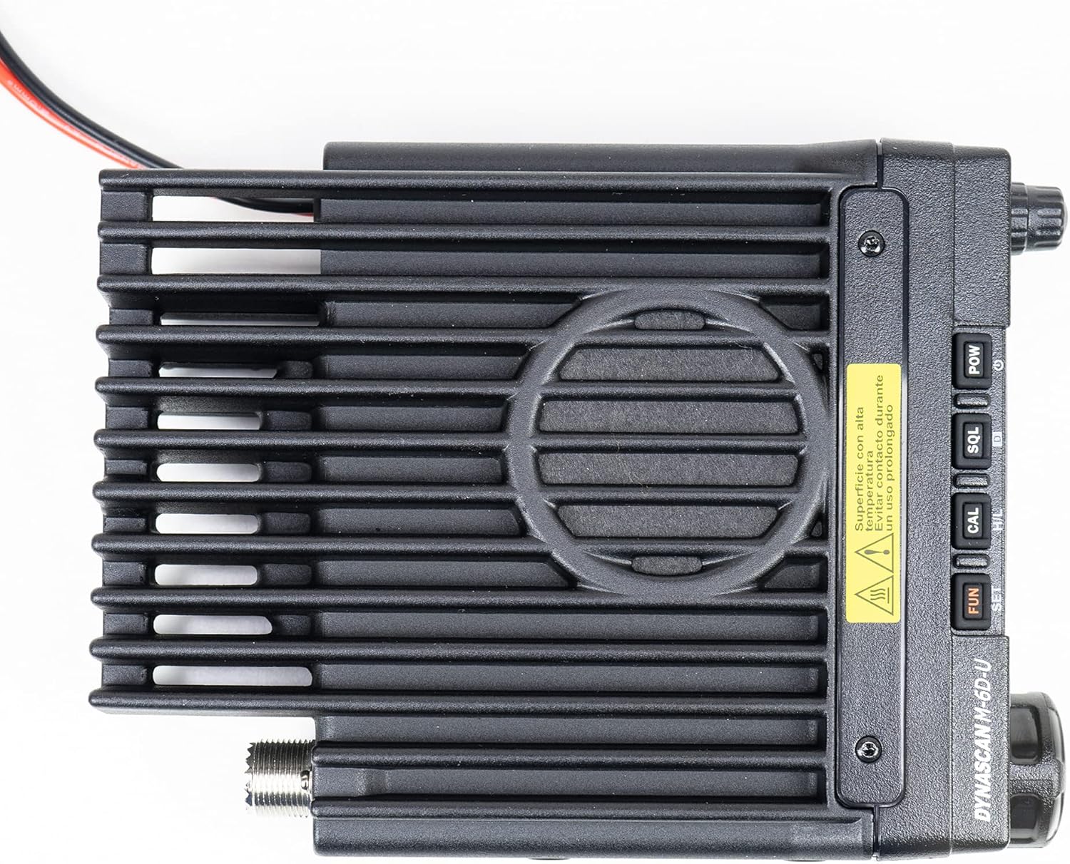 ເທິງ view of the DynaScan M-6D-V radio unit showing the heat sink
