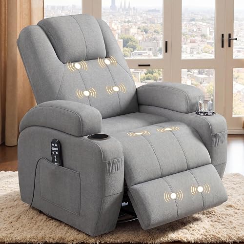 Flamaker Swivel Rocker Recliner Chair with Vibration Massage