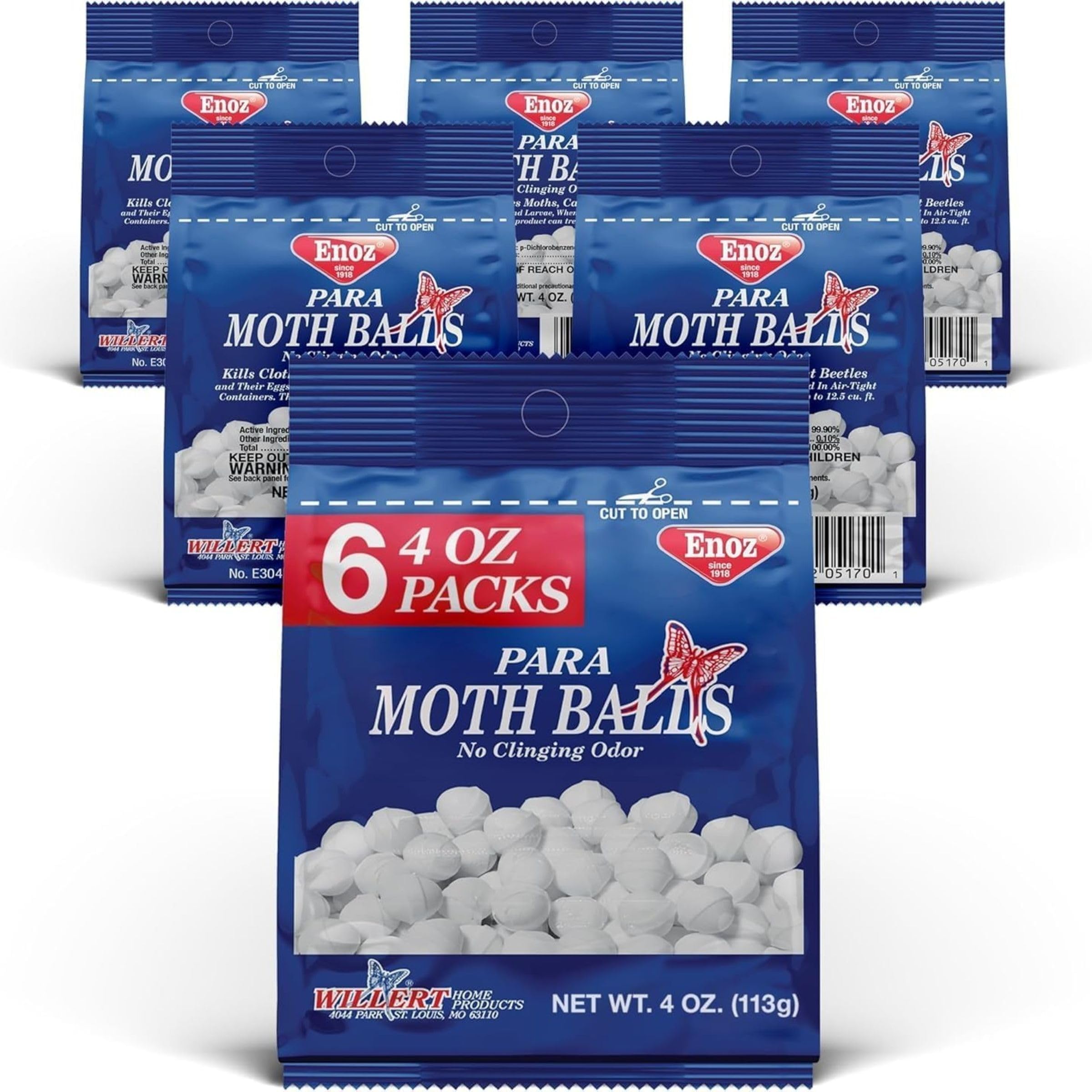 para Moth Balls, 4 Ounce (Pack of 6) | Kills Clothes Moths and Carpet Beetles, For Closets and More, Indoor Use, No Clinging Odor