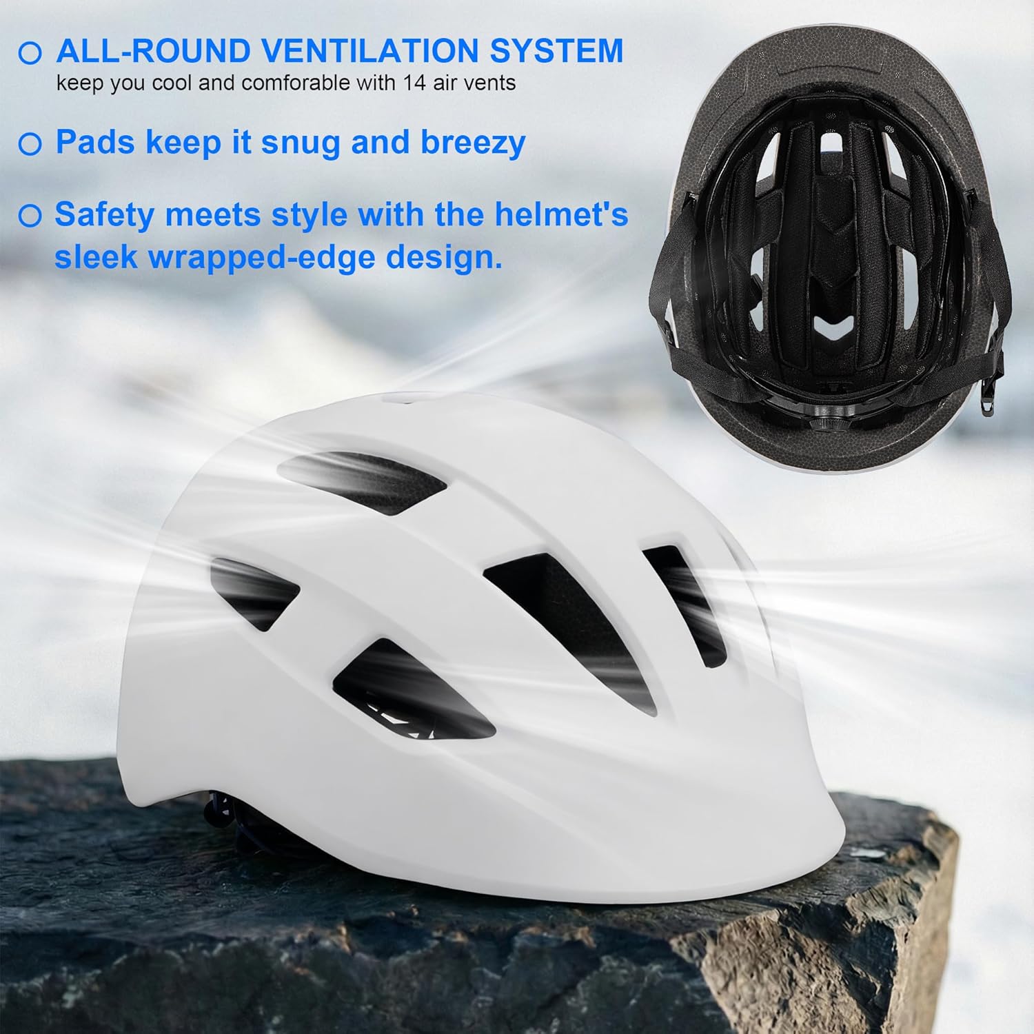 Bike Helmet Adult Men/Women/Youth-USB Rechargeable Rear Light Electric Scooter Helmet with CPSC/ASTM Certified Adjustable Lightweight Design for Road Trail Urban&Recreational Riding