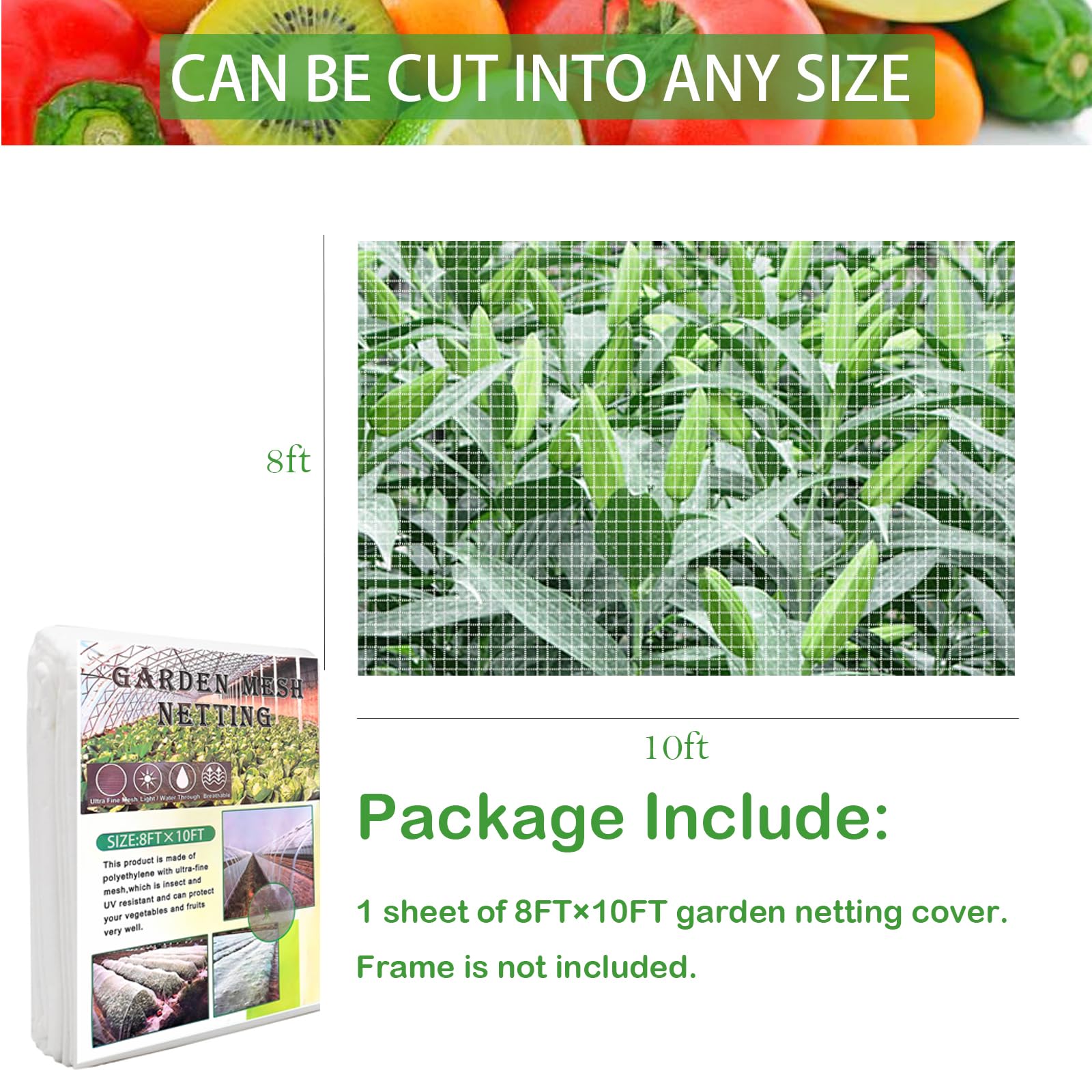 Red De Barrera De Jardín, Cubiertas Para Plantas, 8 X 24 Pies, Malla Extrafina, 30 % De Red Solar, Malla De Protección Solar Verde Para Verduras, Frutas, Flores, Cultivos, Cubierta De