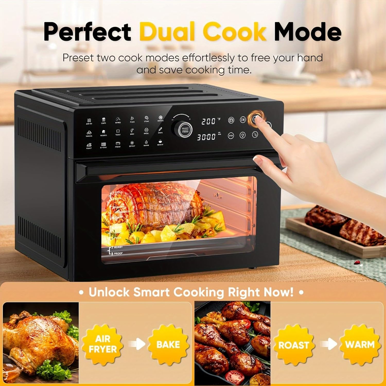 30QTOversized French Door Air Fryer Toaster Oven Combination, Featuring 20 Cooking Functions And Digital Control, Compatible with 13" Pizza, Turkey (1)