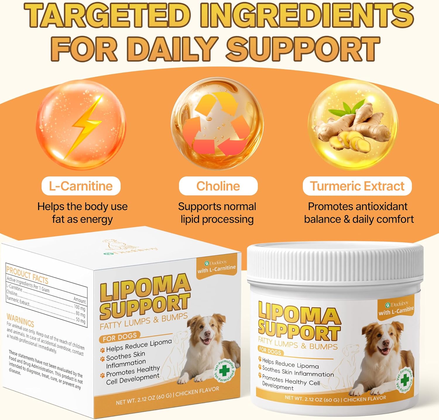 Lipoma Treatment for Dogs, Guard for Dogs Lumps and Bumps, Helps Shrink Fatty Tumors Naturally, Reduces Lipomas inDogs with L-Carnitine & Antioxidants, Supports Fat Metabolism, Vitality, Longevity