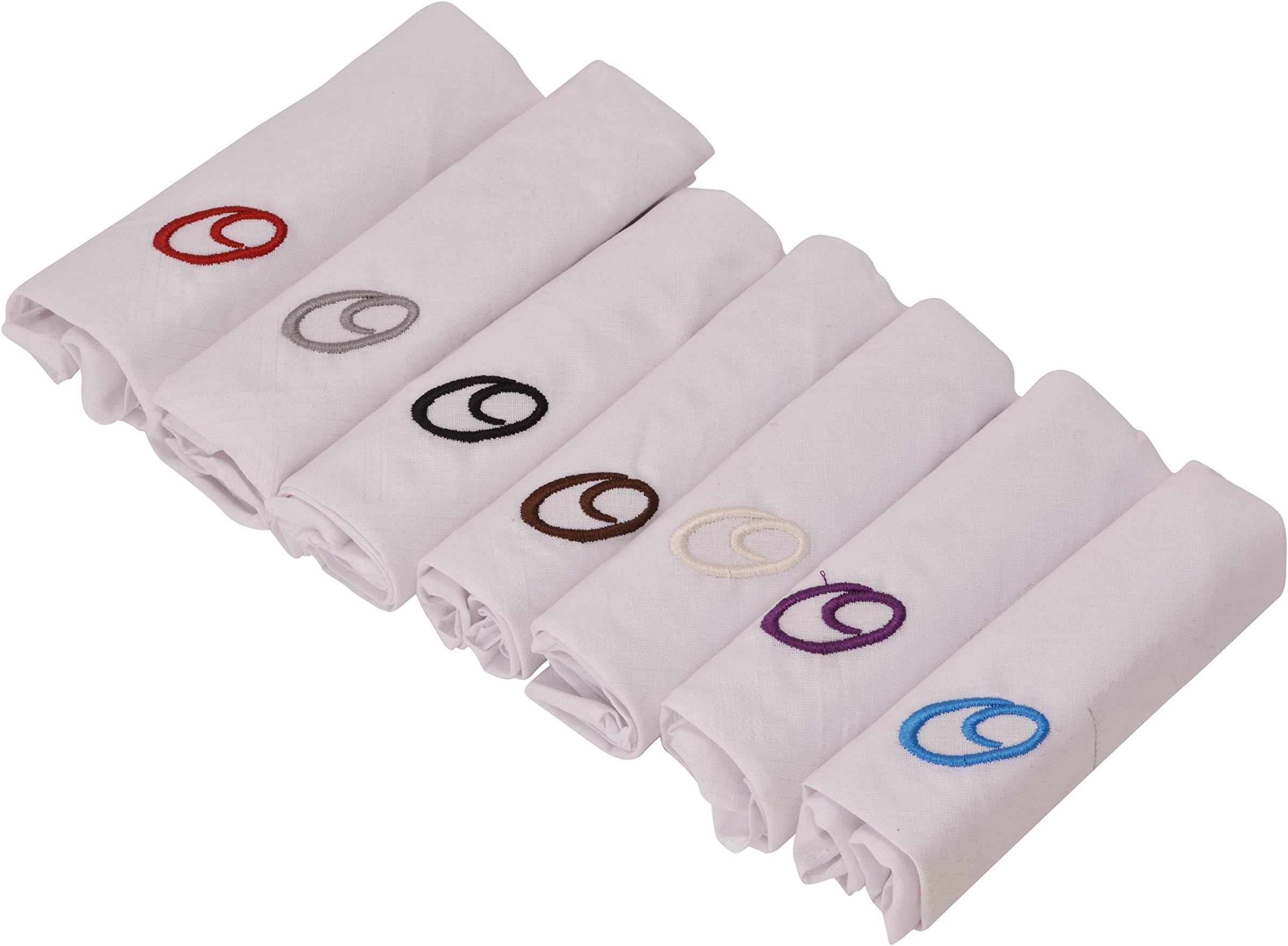 Personalised Initial embroidered Handkerchief 100% COTTON Christmas Wedding Letter O Pack of 7