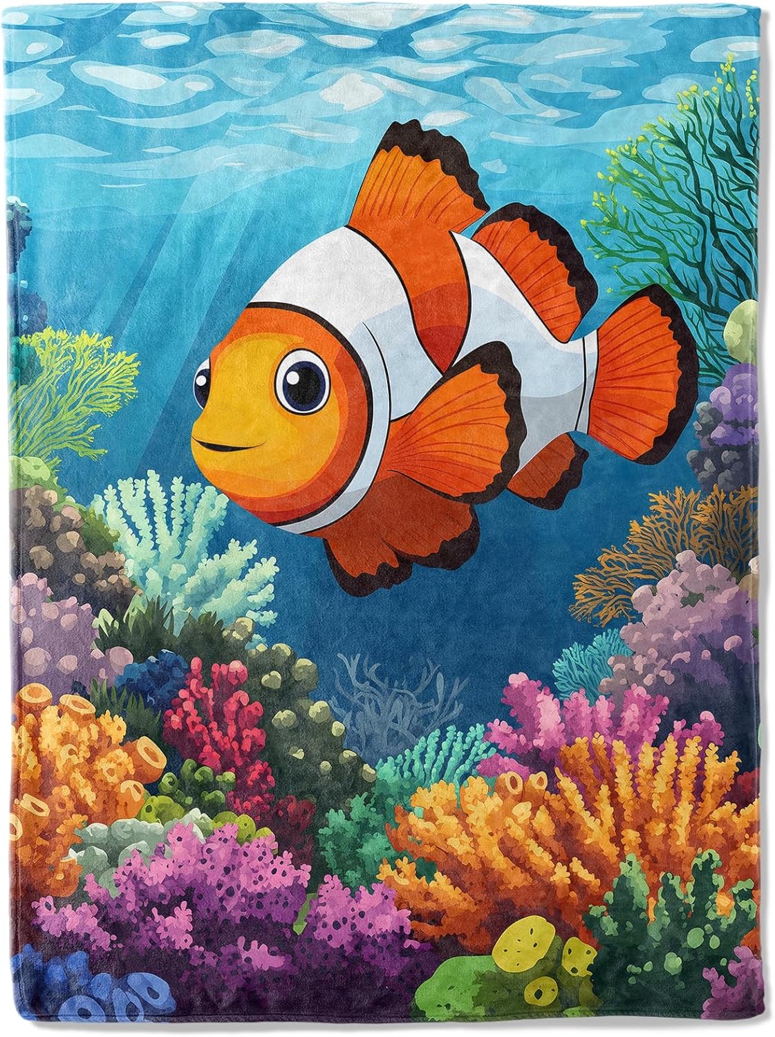 Cute Clownfish Theme Throw Blanket - Ultra Soft, Cozy, Lightweight Plush Flannel Blanket for Women Men - Anti-Pilling Warm Fleece Blanket for Sofa, Bed, Travel - Unisex Gift - 50×60 inches