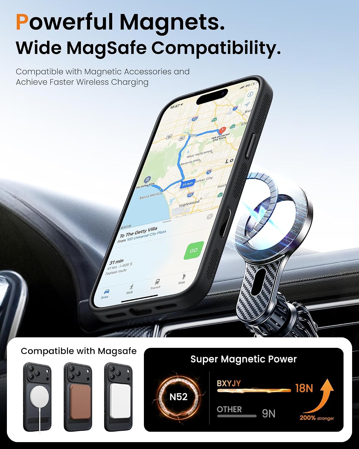 BXYJY for iPhone 17 Pro Case with Stand, 2 Privacy Screen Protectors, Black