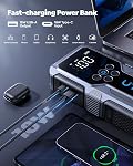 Démarreur de saut de voiture portable avec Air Compresseur, UTRAI 4500A 150PSI Démarreur de saut de batterie de voiture Booster avec des câbles de Jumper, LED Lumières, Booster de batterie de boîtier de stockage (8.5L Gaz/6,5 L Diesel) (Grey)