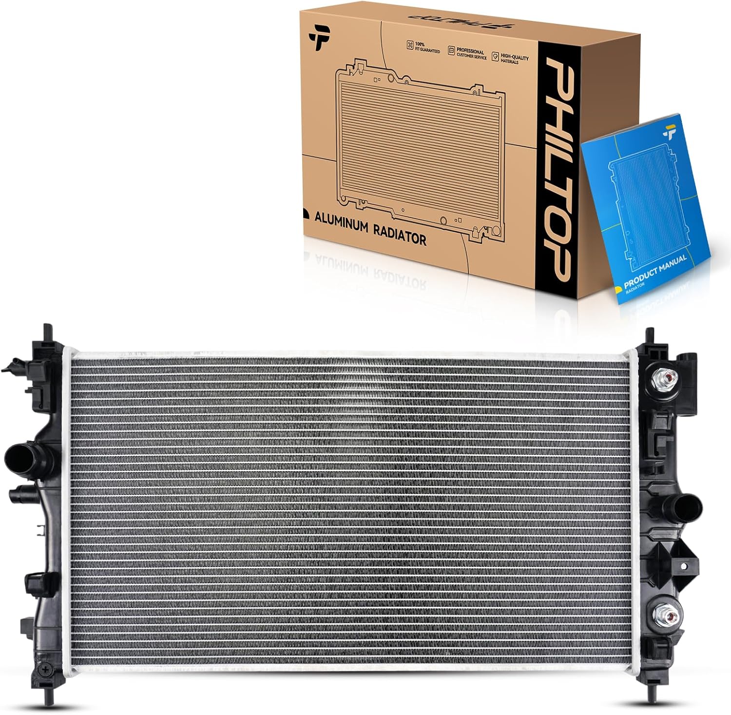 PHILTOP CU13197 Radiator Compatible with 2011-2015 Cruze, 2016 Cruze Limited, Automotive Replacement Engine Radiator