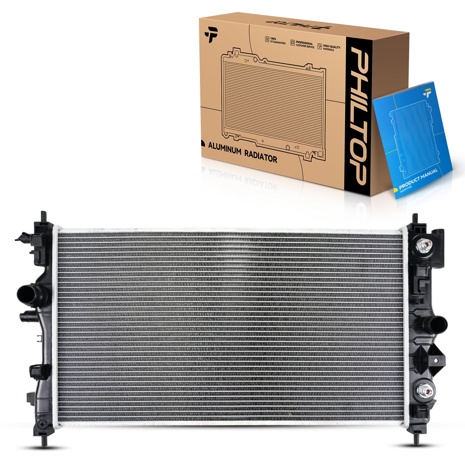 PHILTOP CU13197 Radiator 26-11/16"Core Compatible With 2011-2013 Cruze 2014 Cruze 1.4/1.8L 2015 Cruze Manual 2016 Cruze Limited Manual